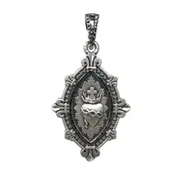 Medalla plata Ley 925m. maciza Corazón de Jesús 22mm. DETENTE unisex
