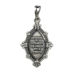 Medalla plata Ley 925m. maciza Corazón de Jesús 22mm. DETENTE unisex