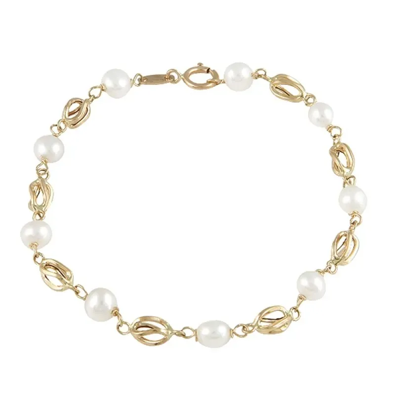 Pulsera Oro Amarillo 18k modelo Bracelets (9 Perlas Cultivadas 4,5-5mm.) Medida: 17cm.