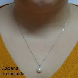 Colgante Oro Blanco 18k modelo Daniela (1 perla cultivada perilla 10,00mm.)