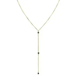Gargantilla oro 18k mujer 45 cm. tres diamantes negros 0.47ct.