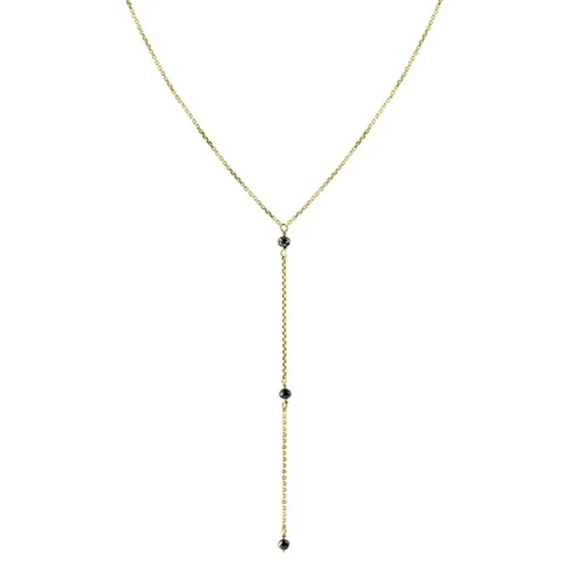 Gargantilla oro 18k mujer 45 cm. tres diamantes negros 0.47ct.