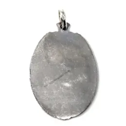 Medalla colgante plata Ley 925m maciza 40mm. Virgen del Rocío Bautismo cerco detalles trasera lisa