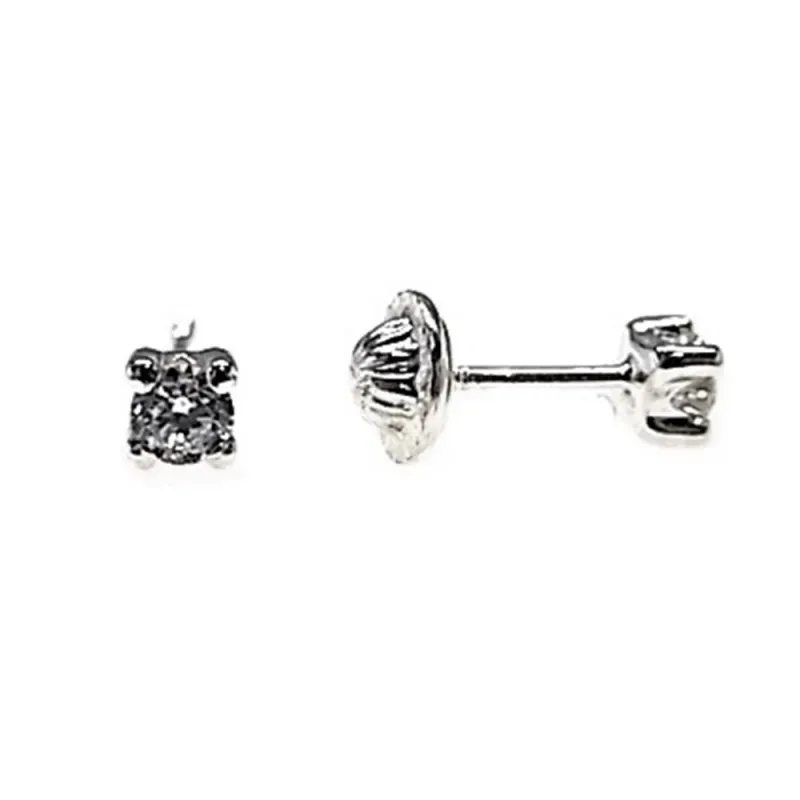 Pendientes plata Ley 925m infantil 4mm. circonita garra [AB5420]