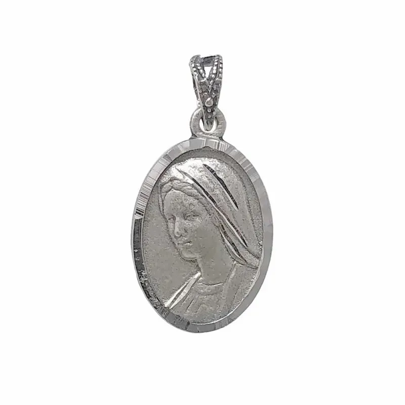 Medalla plata Ley 925m escapulario macizo Virgen de Medjugorje Reina de la Paz Jesús Misericordioso