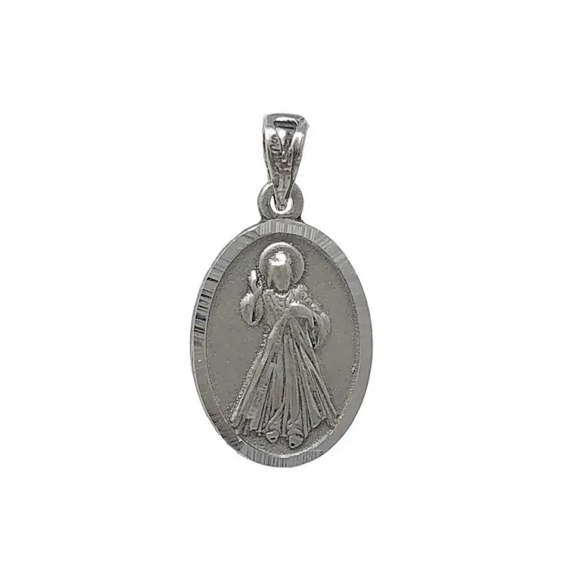 Medalla plata Ley 925m escapulario macizo Virgen de Medjugorje Reina de la Paz Jesús Misericordioso