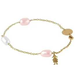 Pulsera Oro Amarillo 18k modelo Bracelets (3 perlas cultivadas perilla 9×10,5mm.) Medida: 18cm.