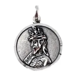 Cristo de la Sentencia medalla plata Ley 925m rostro 22 mm. maciza de