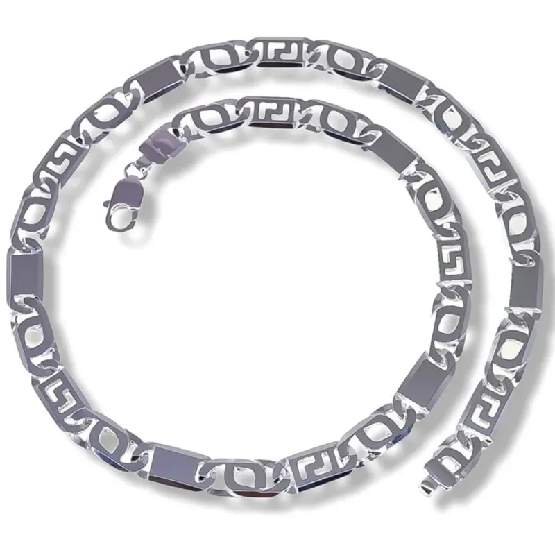 Cadena plata Ley 925m hombre 60 cm. ancho 8 mm. mosquetón