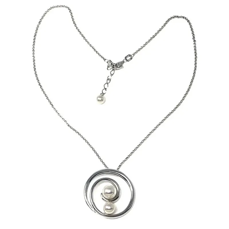 Colgante plata Ley 925m espiral perlas  [AB9121]