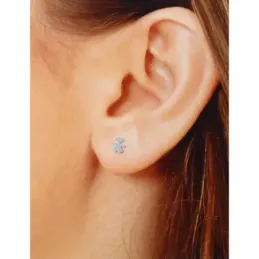 Pendientes mini plata Ley 925m par muñeca niña 6mm. mujer cierre presión