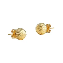 Pendientes oro 18k media bola 5mm. tallados cierre presión