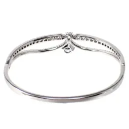 Brazalete plata Ley 925m terminación rodio bandas centro detalle circonitas
