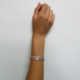 Brazalete plata Ley 925m terminación rodio bandas centro detalle circonitas