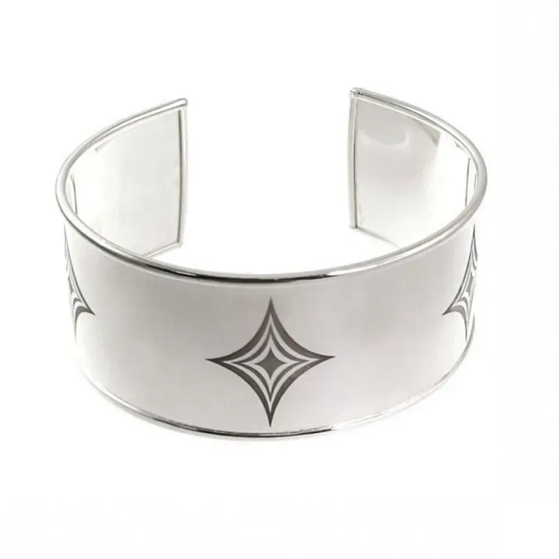 Pulsera Brazalete Plata Ley 925m mujer 25 mm. ancho detalle rombo gra
