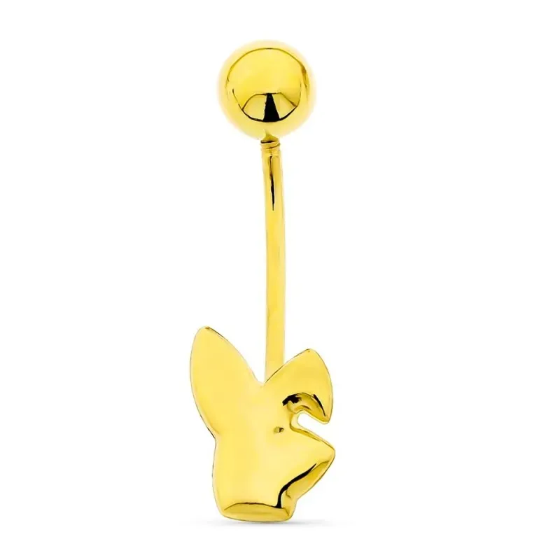 Piercing oro 18k mujer ombligo conejo liso