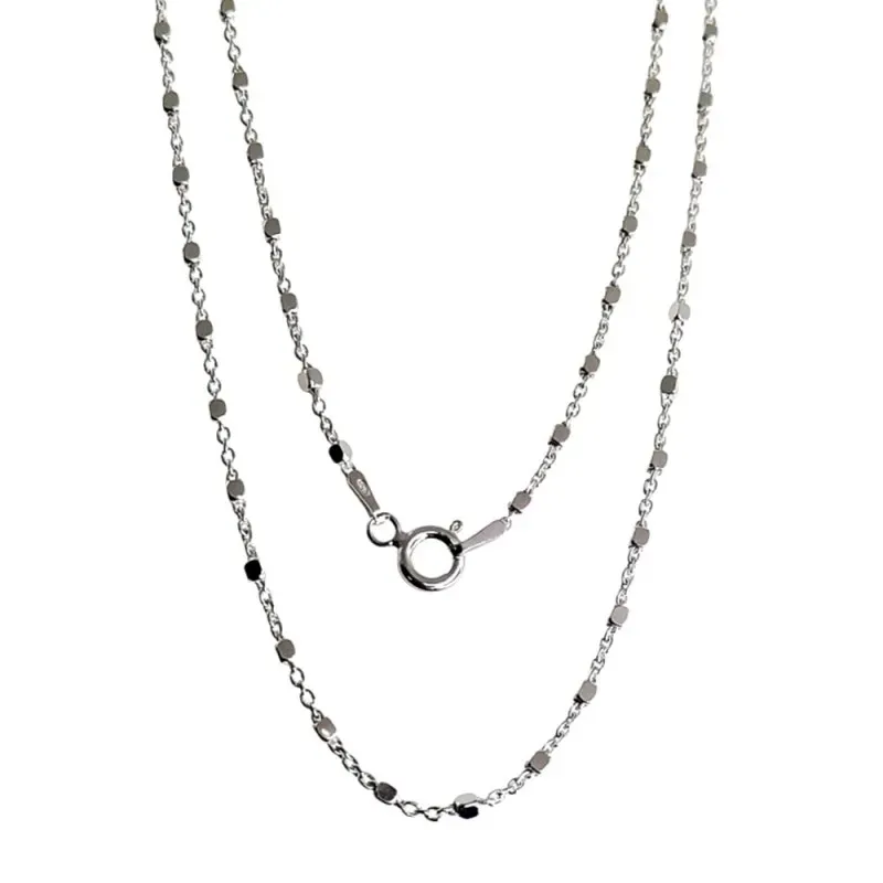 Cadena plata Ley 925m unisex 40 cm. forzada combinada cuadrados reasa
