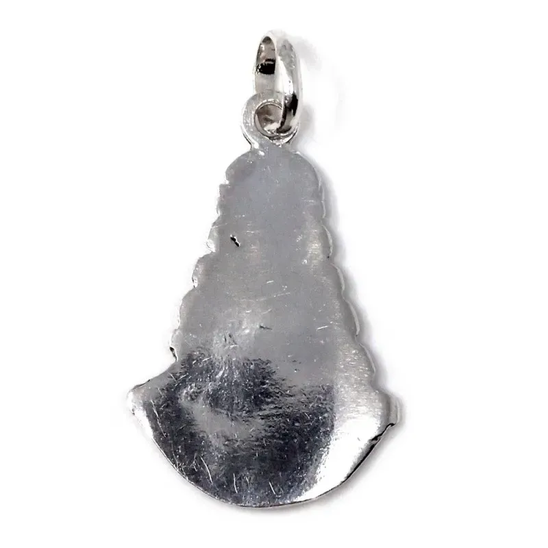 Colgante plata Ley 925m Virgen del Rocío macizo mate detalles tallados brillo