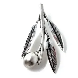 Colgante plata Ley 925m rama olivo 34mm. hojas detalles aceituna borde tallado brillo