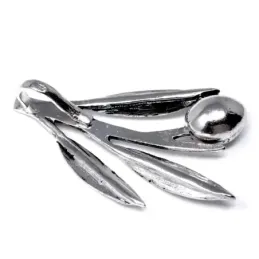 Colgante plata Ley 925m rama olivo 34mm. hojas detalles aceituna borde tallado brillo