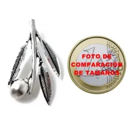 Colgante plata Ley 925m rama olivo 34mm. hojas detalles aceituna borde tallado brillo