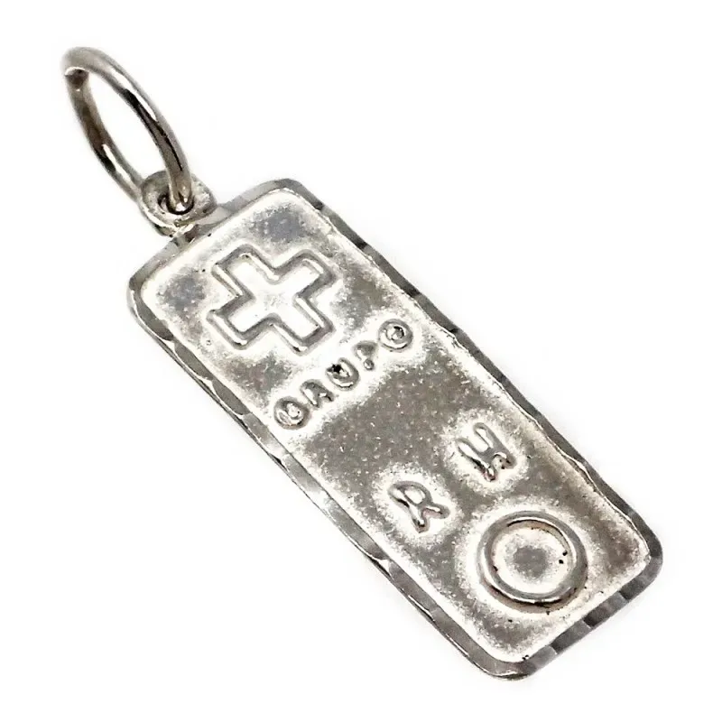 Chapa plata Ley 925m rectangular mate cruz 22mm. grupo [AB5537]