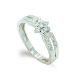 Sortija oro blanco 18k mujer estrella circonitas centro laterales cal