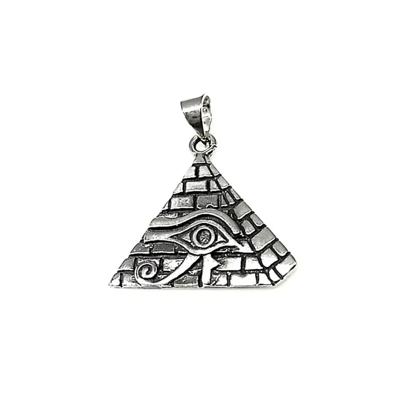 Colgante plata Ley 925m oxidado ojo Horus pirámide amuleto [AB1622]