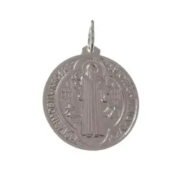 San Benito medalla plata Ley 925m unisex 25 mm.