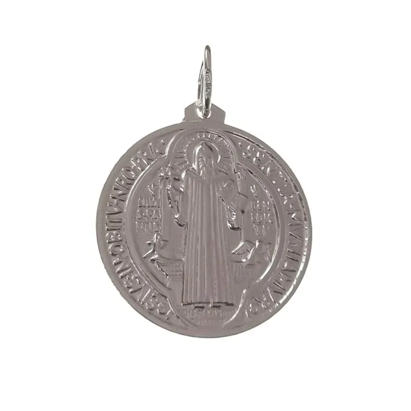 San Benito medalla plata Ley 925m unisex 25 mm.