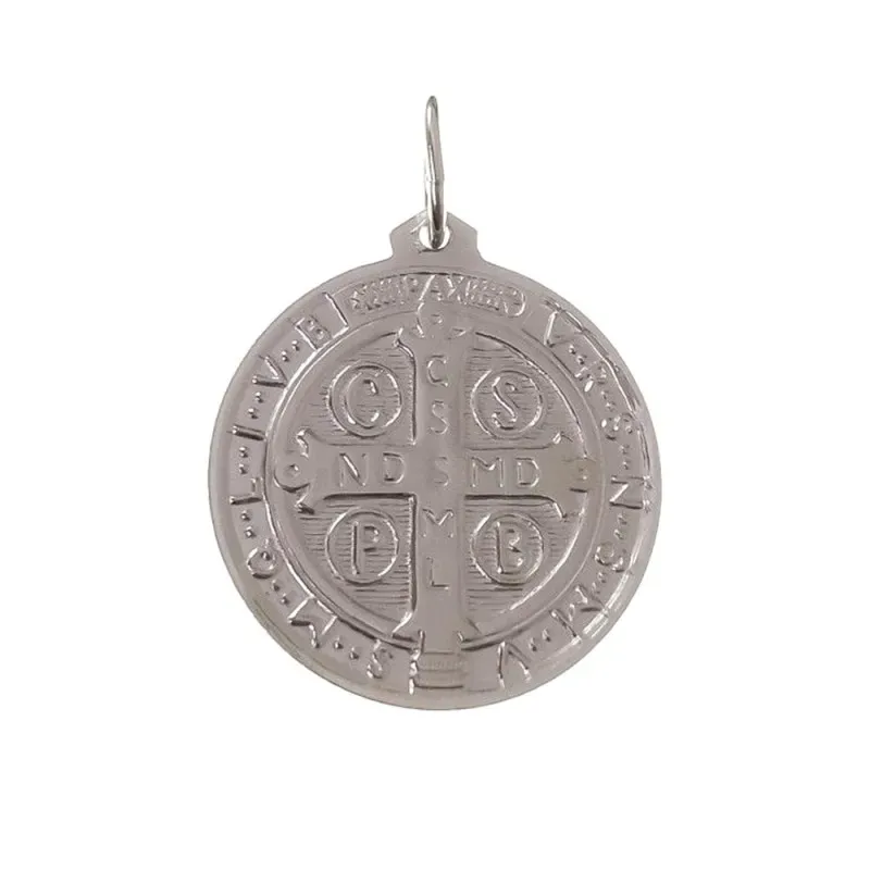 San Benito medalla plata Ley 925m unisex 25 mm.