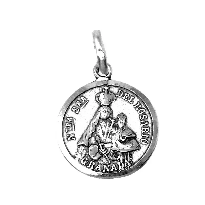 Medalla Plata Ley 925m Nuestra Señora Rosario Granada 18mm. [AB9277GR]