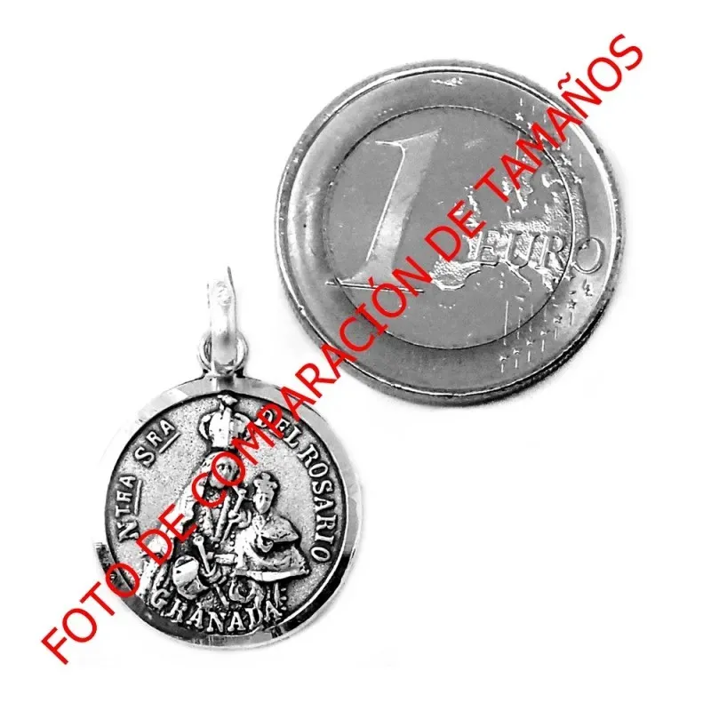 Medalla Plata Ley 925m Nuestra Señora Rosario Granada 18mm. [AB9277GR]