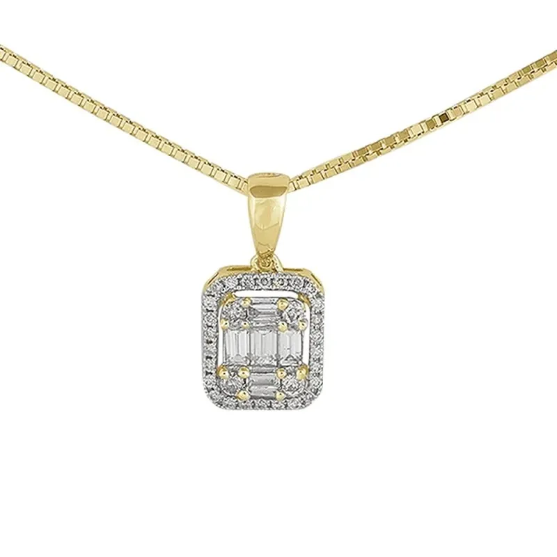 Gargantilla oro 18k colección Destellos diamantes brillantes baguette