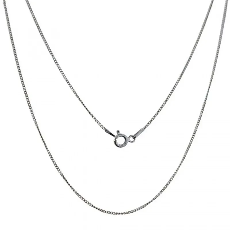 Cadena Plata Ley 925m barbada 45 cm. rodiada ancho 1 mm.