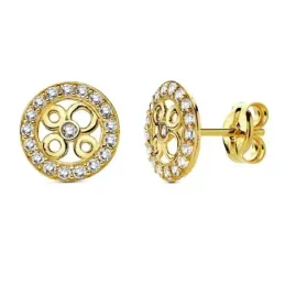 Pendientes oro 18k circular circonitas 9mm. [AB3328]