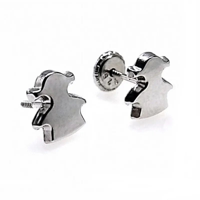 Pendientes plata Ley 925m rodiado motivo niña grande [AB4406]