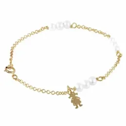 Pulsera Oro Amarillo 18k modelo Bracelets (9 Perlas esfericas 4mm.) Medida: 18cm.