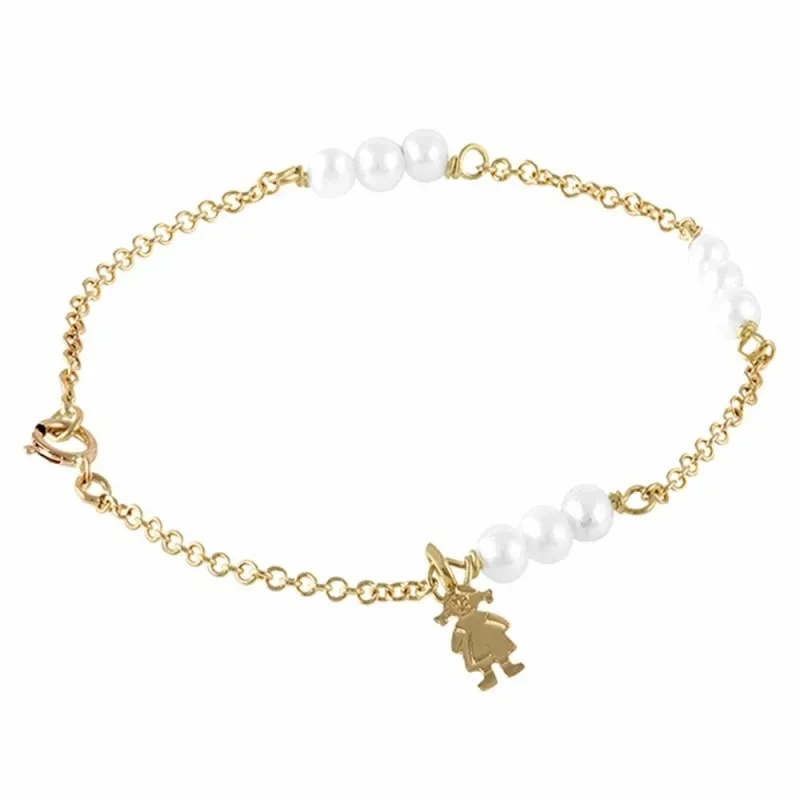 Pulsera Oro Amarillo 18k modelo Bracelets (9 Perlas esfericas 4mm.) Medida: 18cm.