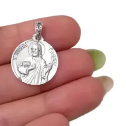 Medalla colgante plata ley 925m San Judas Tadeo cerco 20mm. [AB2775]