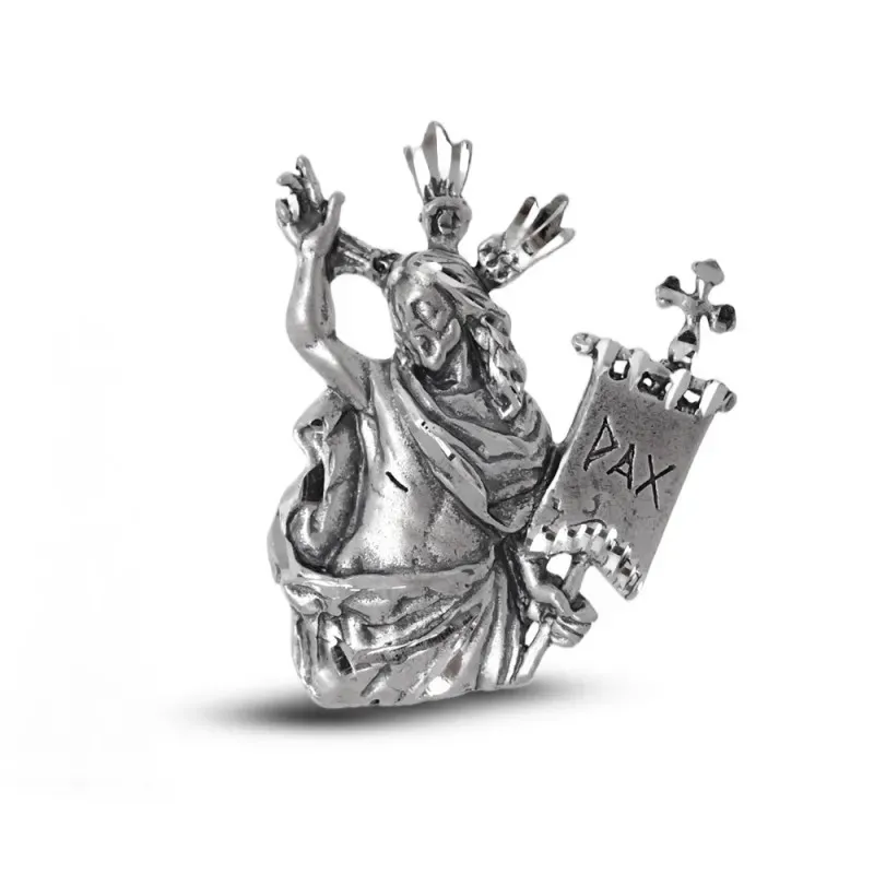 Colgante plata Ley 925m macizo 30mm. imágen Cristo del Resucitado detalles tallados trasera lisa