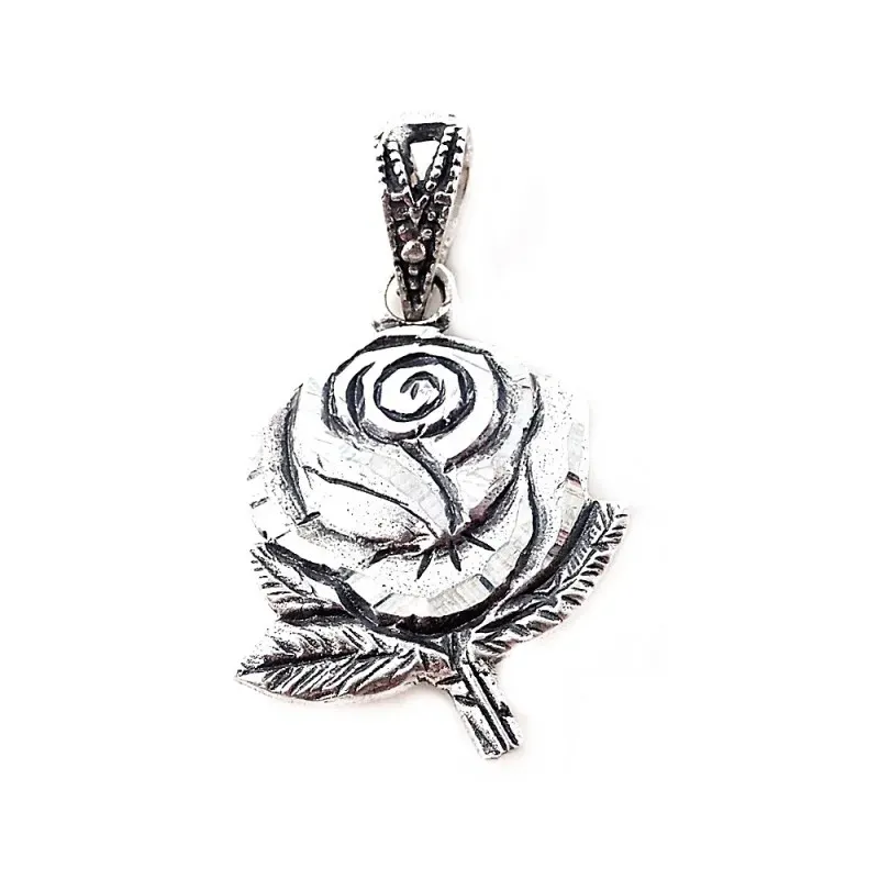Rosa de oro Virgen de la Cabeza colgante doble cara plata Ley 925m ma
