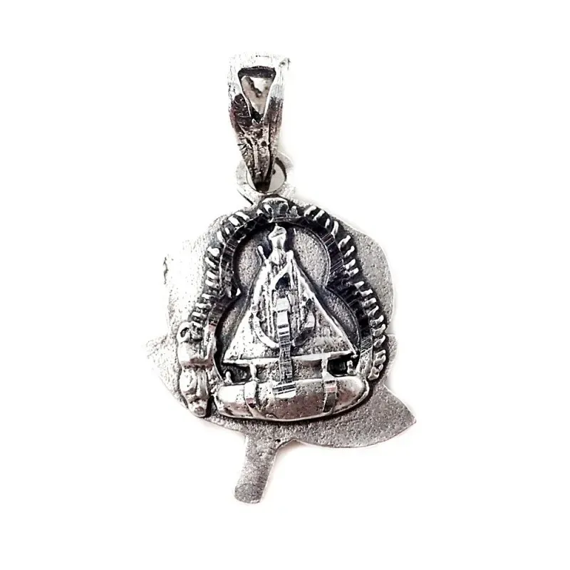Rosa de oro Virgen de la Cabeza colgante doble cara plata Ley 925m ma