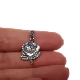 Rosa de oro Virgen de la Cabeza colgante doble cara plata Ley 925m ma