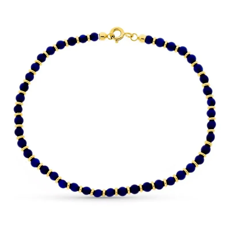 Pulsera oro 18k mujer 19 cm. lapizlazuli combinado reasa