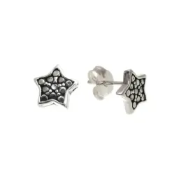 Pendientes plata Ley 925m mujer 7 mm. forma estrella detalles centro