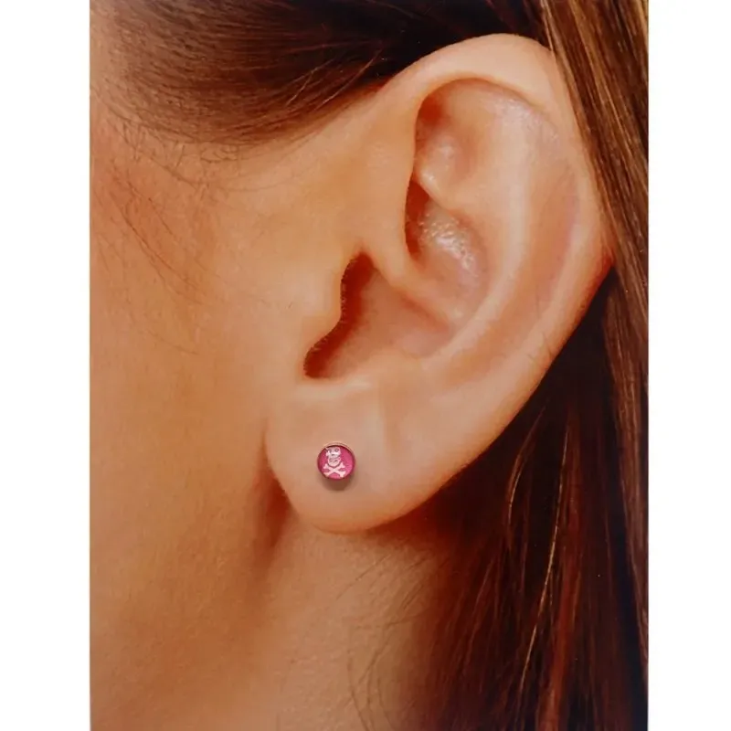 Pendientes plata Ley 925m calavera rosa 5mm. cierre presión
