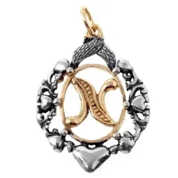 Colgante plata Ley 925m letra N 32mm. chapado oro oxidado [AB7214]