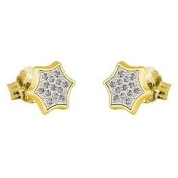 Pendientes oro bicolor 18k coleccción Moonlight 6.5mm. diamantes bril