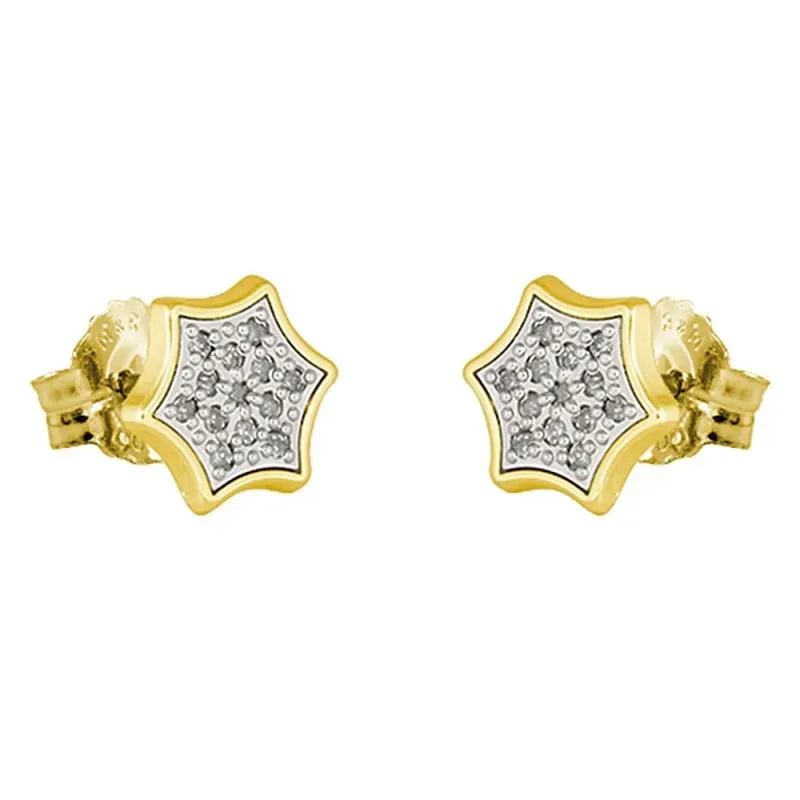 Pendientes oro bicolor 18k coleccción Moonlight 6.5mm. diamantes bril